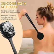 4PCS Silicone Bath Brush Set Long Handle Body Back Face Scrubber