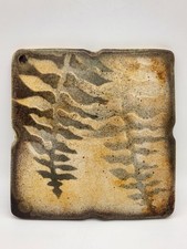 Deanna Nichols Studio Art Pottery Fern Wall Plaque 6.75” Missouri Artist Signed