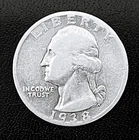 1938-P 25c SILVER Washington Quarter. Very Low 9.5m Mintage.  NICE (R001)