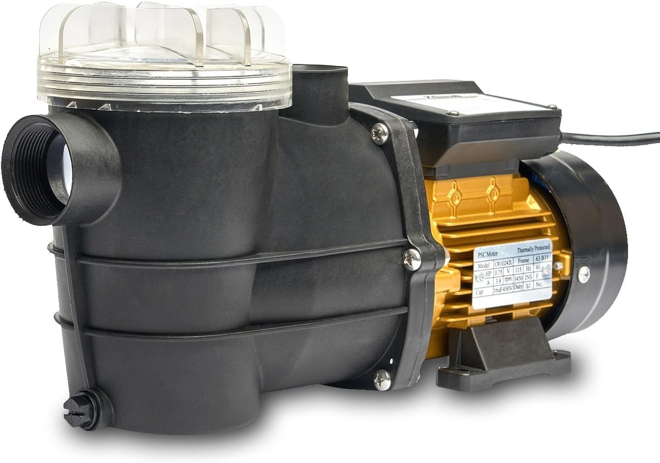 Efficient 3/4HP Above Ground Pool Pump - 2400GPH Flow Rate with Filter Basket