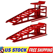 2 pcs Heavy Duty Hydraulic Car Ramps Low Profile Portable Lift for Auto Repair