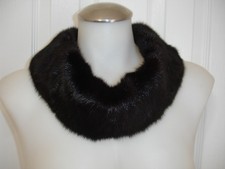 Vintage Dark Brown Real Mink Fur Collar Scarf Neck Warmer Wrap Lined