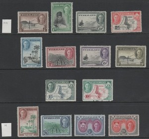 Nyasaland 1945 KGVI Set Sc 68 - 81 MLH VF CV $101.20