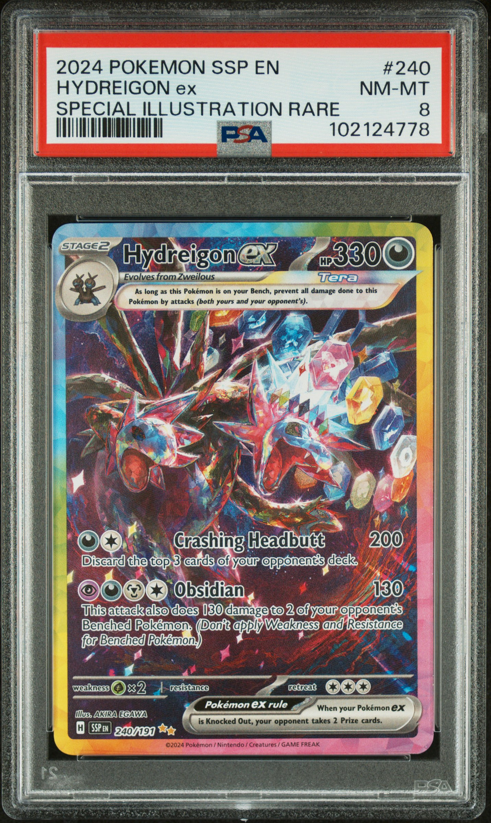 2024 POKEMON SSP EN-SURGING SPARKS SPECIAL ILLUSTRATION RARE HYDREIGON EX PSA 8 - Main Image