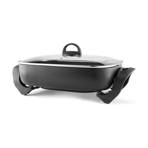 Electric Frypan Large Non Stick Frying Pan Cooker Glass Lid Non-slip Rubber Fry - Picture 2 of 8