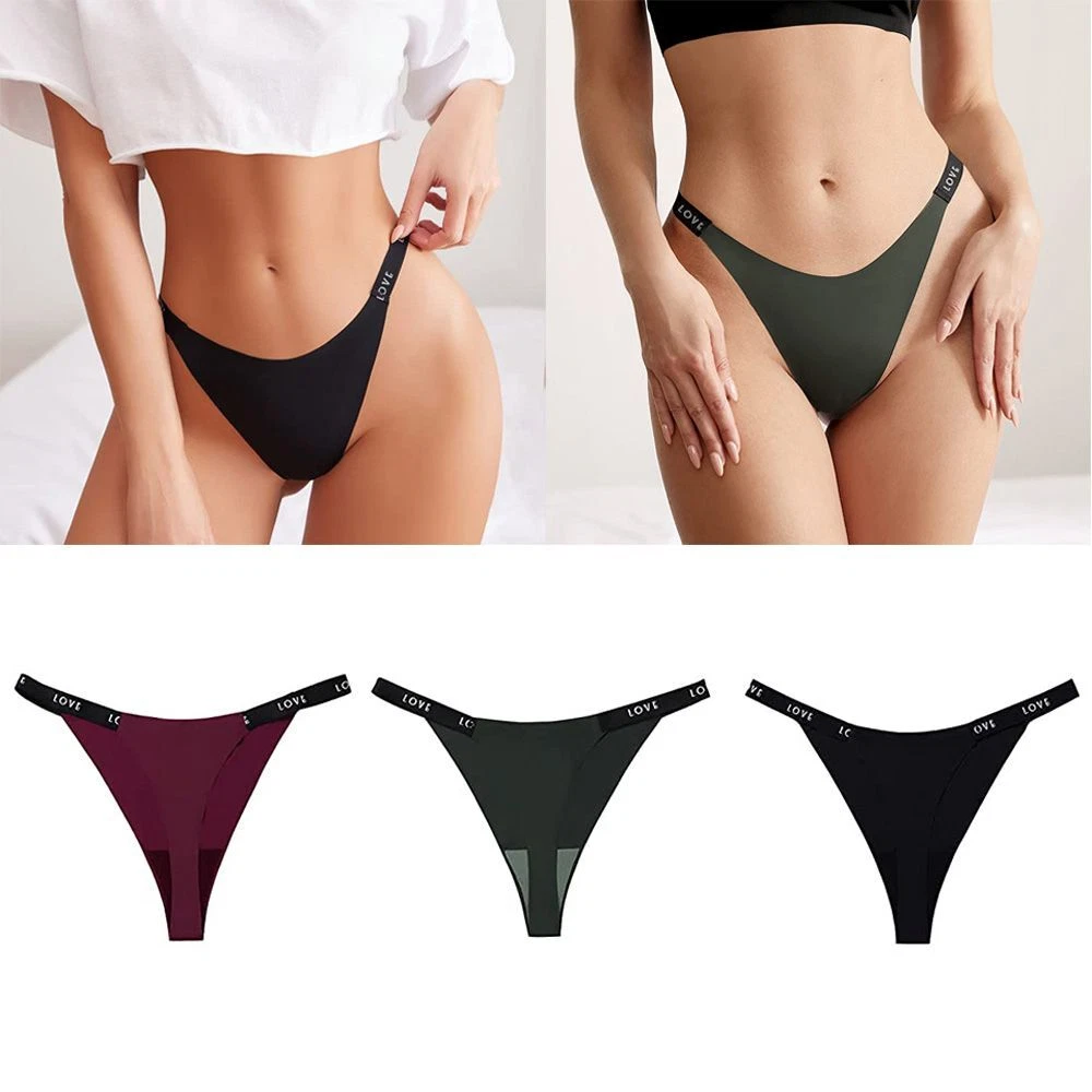 Strap Fitness Seamless Lingerie High Fork Briefs Sexy Thong Satin
