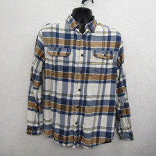 George Shirt Men's M 38-40 Blue Brown Plaid Long Sleeve Button Casual Preppy
