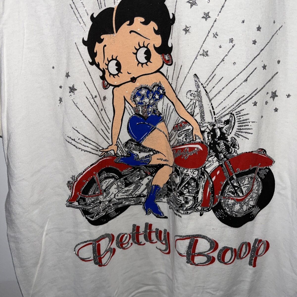 Vintage 1994 Betty Boop Motorcycle Glitter M Diamond Dust T Vintage 1994 Betty Boop Motorcycle Glitter M Diamond Dust T