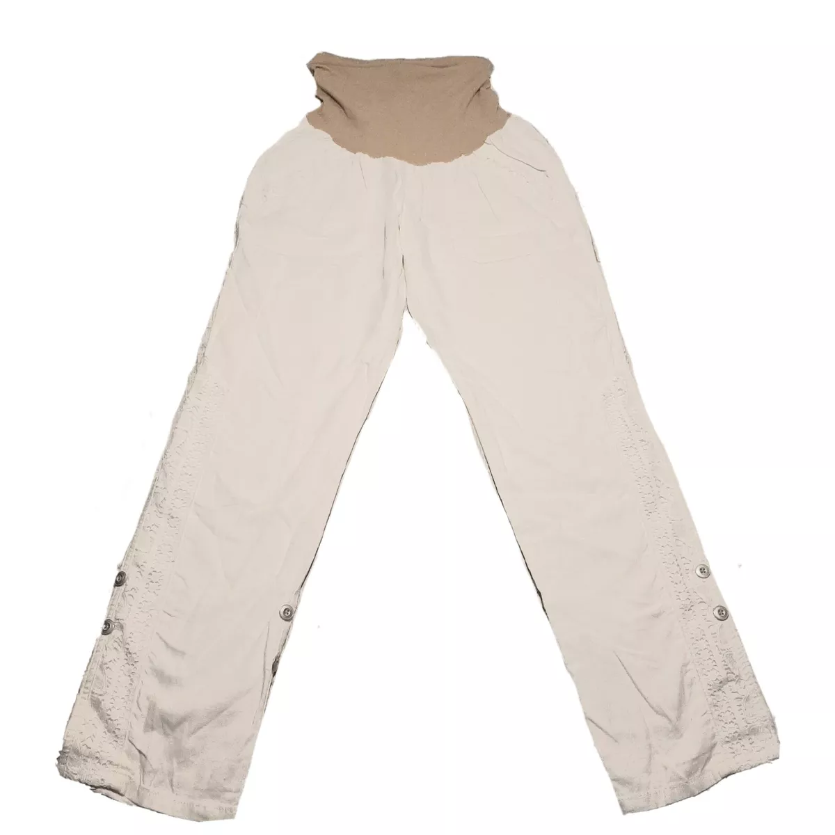 Motherhood Maternity Pants Size Small White Convertible Linen