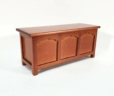 Dollhouse Chest Blanket Trunk 1:12 Scale Miniature Furniture Walnut Finish