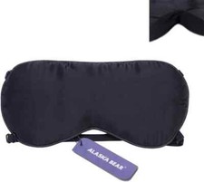 ALASKA BEAR Sleep Mask 2 Straps, Mulberry Silk, 1 Count Pack of 1 , Black  