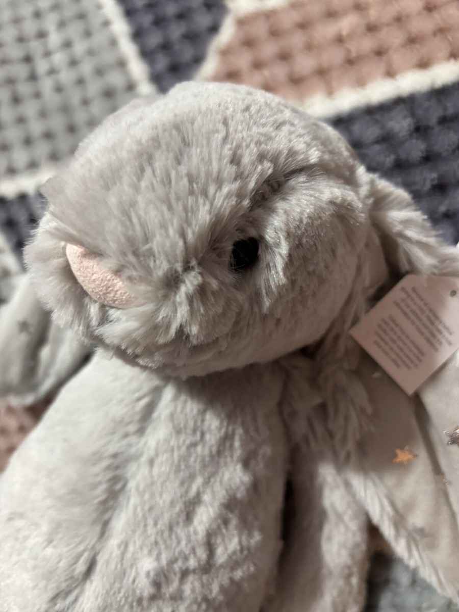 Jellycat Grey Shimmer Star Bunny Rabbit Stars Medium Bashful New