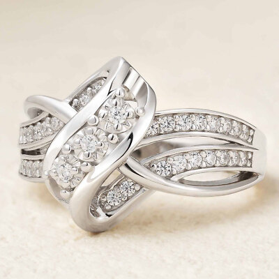 4CT Swirl Rings for Women Engagement Promise Rings Travel