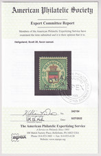 Heligoland Scott #20 Used Stamp with Favor Cancel. XF. APS Certified. CV $1350