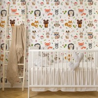10M Vlies Tapeten Rollen Kinderzimmer Wald Tiere BäRen FüChse VöGel Flora Xxl 41