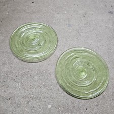 Vintage glass Butzenglas Ersatz Gr&uuml;n Glasbutzen 14cm Rund  Butzenscheibe