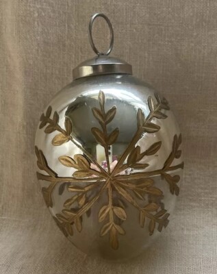 Clayre & Eef ?  Christmas Tree Ornament Glass Snowflake Gold With Silver Top