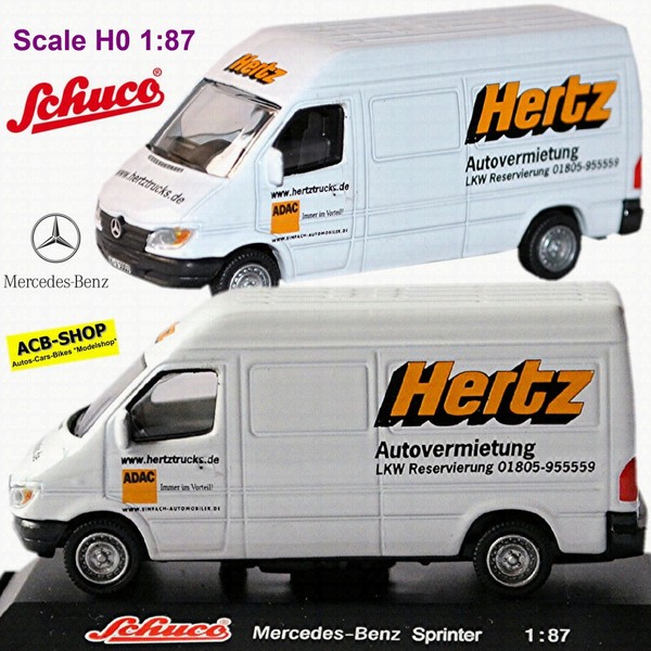 Mercedes-Benz Sprinter Hertz Autovermietung 1995-2001 Typ: T1N Weiss 1:87 Schuco-image