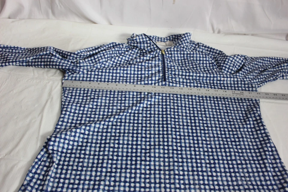 CHICO'S Zenergy Top 1/4 Cremallera Azul Blanco Cremallera Talla 2 US L Foto 3 de 4