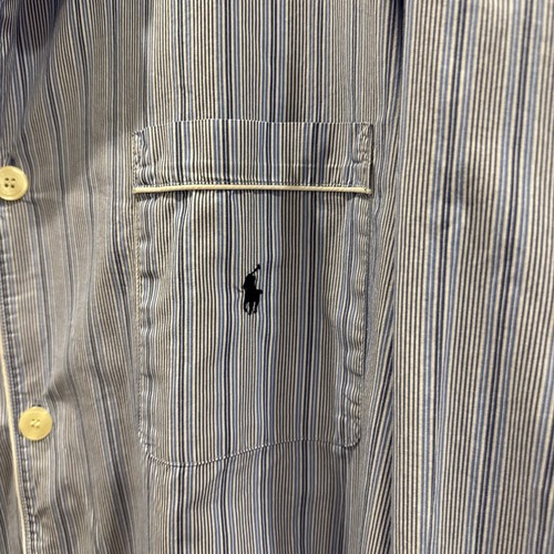 Polo Ralph Lauren Pajama Top Size L Striped Button Up Shirt Preppy Blue Pony