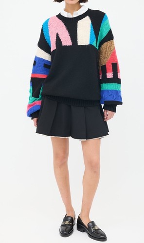 Chanel Egypt Pre-Fall 2019 19A Black & Multi Knit Logo Cashmere Sweater NWT New - Picture 3 of 14