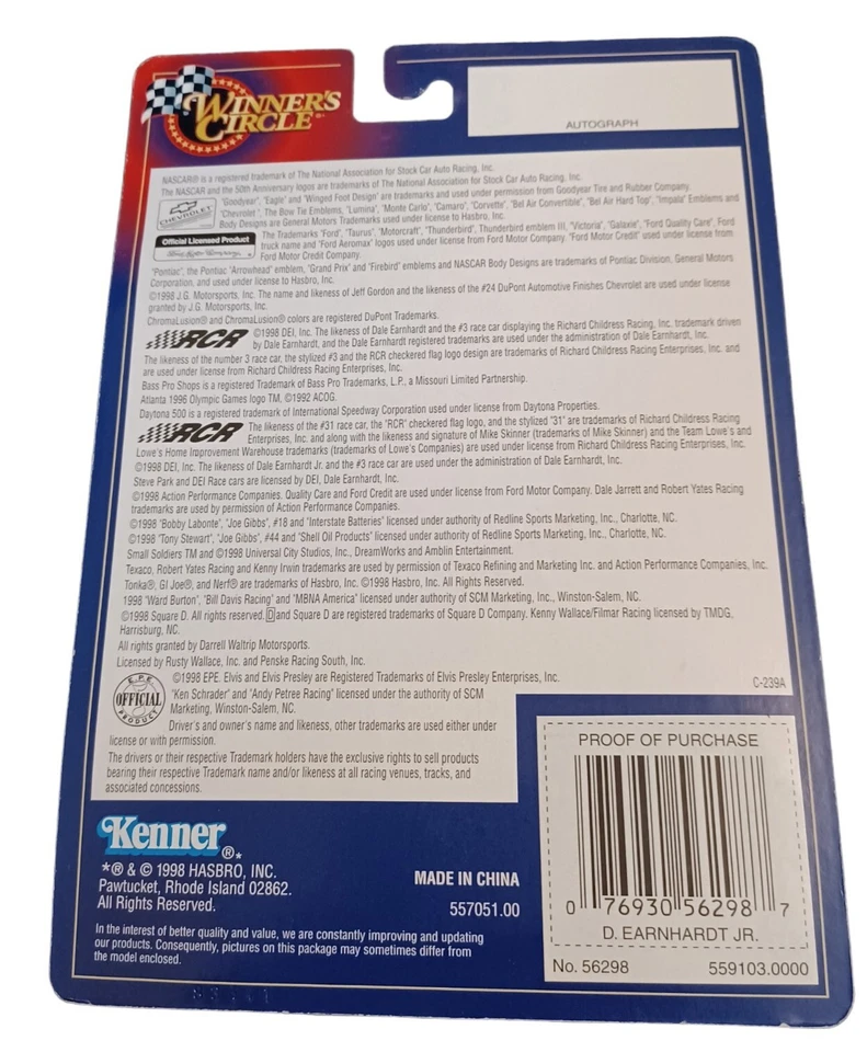 1998 Winners Circle NASCAR #1 Dale Earnhardt Jr Coca Cola Polar Bear 1:64 - Image 3 of 3