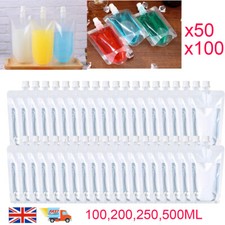 Clear Reusable Drink Bags Stand Up Pouch Bag Food Packaging Ice Frozen 50/100pcs