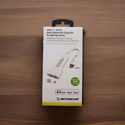 Scosche Audio Adapter with Charge Port / 3.5 mm Stereo Port - White - New