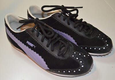 M　ネイビーS Women's Puma Black and Purple Suede Running Athletic Shoe Size 7
