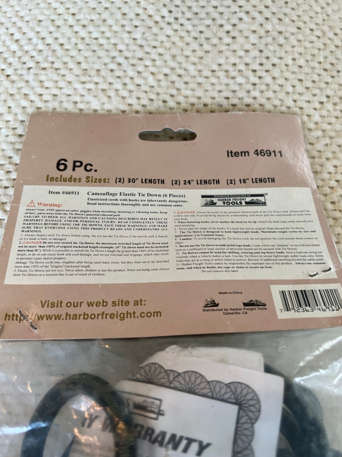 Camouflage Bungee Straps Harbor Freight Brand Elastic Tie Downs Item
