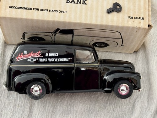 Vintage 1990 ERTL Die Cast Locking Truck Bank 1950 Chevy Panel New W Key - Picture 2 of 6