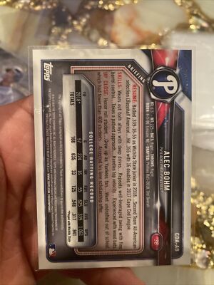 2018 Bowman Chrome Draft Alec Bohm Purple Refractor Auto #44/250