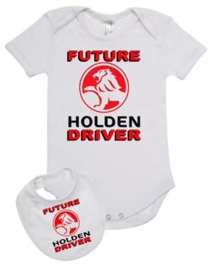 Baby Romper Suit PLUS a Baby Bib printed with FUTURE HOLDEN DRIVER