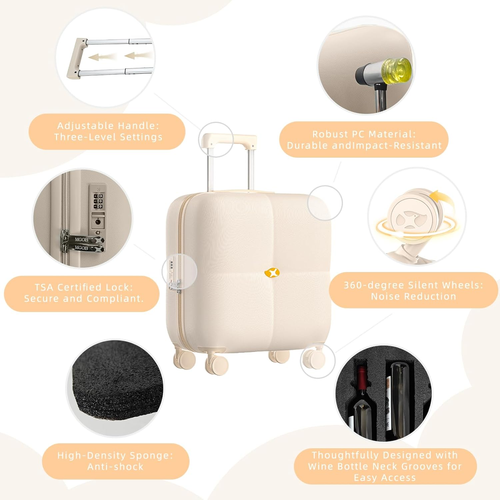 Wine Suitcase - 6 Bottle Travel Case with TSA Lock, Removable Inserts and Silent - Picture 4 of 6
