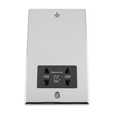 Shaver Socket Dual Voltage 115V/ 230V Polished Mirror Chrome SQUARE