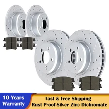 Front Rear Slotted Brake Rotors and Pads Kits for RWD V6 Charger Challenger 300