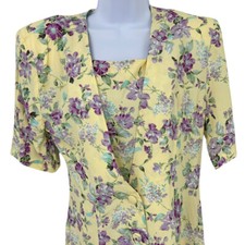 Vintage 80s 90s Floral Dress Womens Size 7 8 Botanical Garden Spring