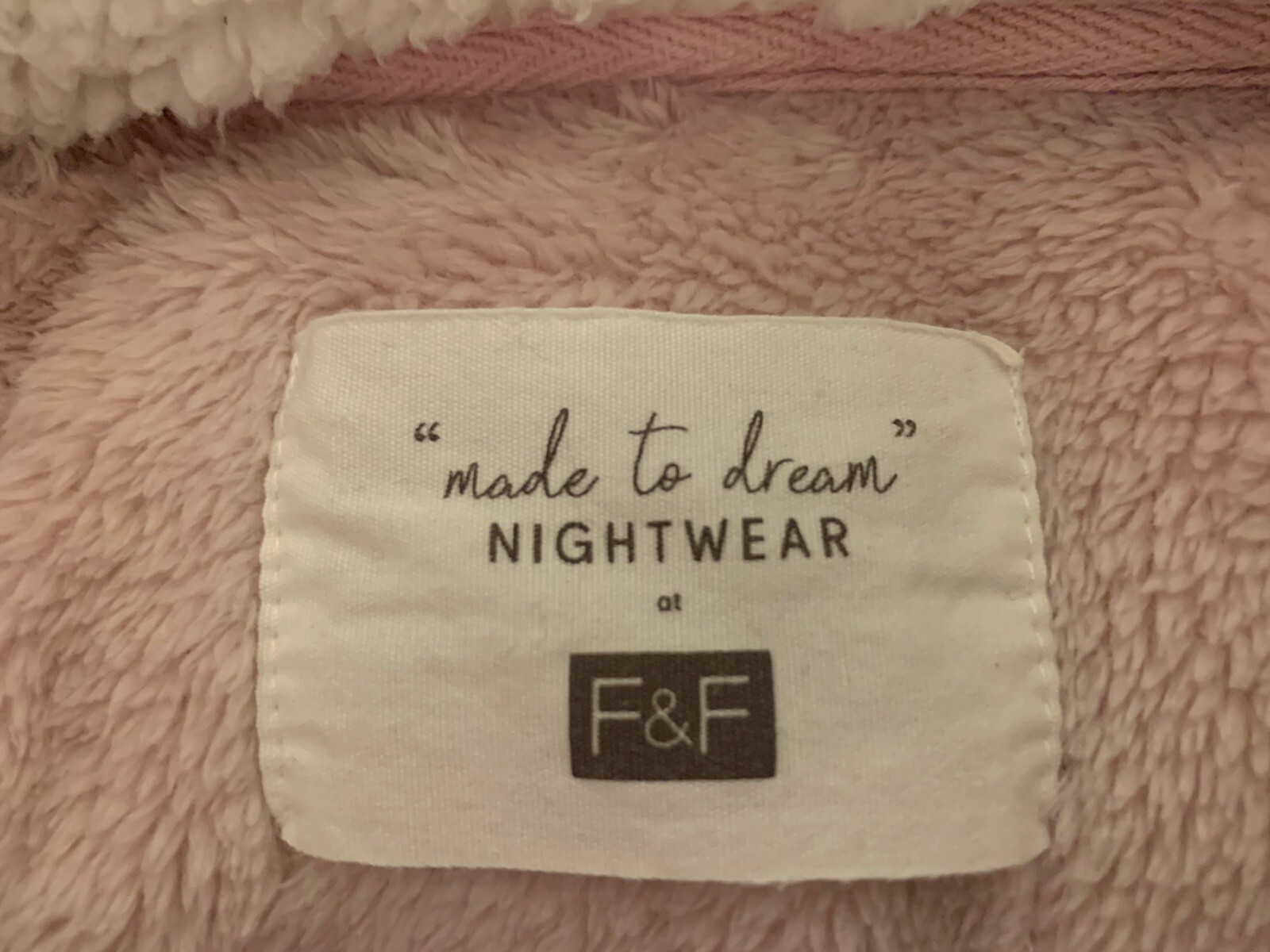 F&F Pink Fleece Hooded Nightdress Lounging Top One Size Fab Condition
