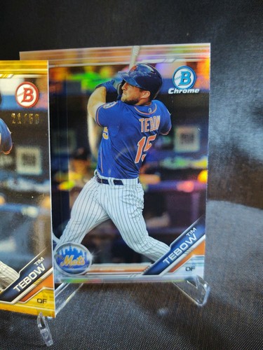 Tim Tebow ⚾ 2019 Bowman /Chrome RC ORANGE /25 GOLD GREEN BLUE LOT (5) GRADE! - Picture 6 of 11