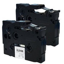 2PK TZ231 TZe231 Label Tape 12mm 1/2" 8m Black on White for Brother P-Touch