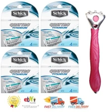 16 Schick Quattro Titanium Razor Blades Diamond coat Cartridge Refill Shaver 4 8