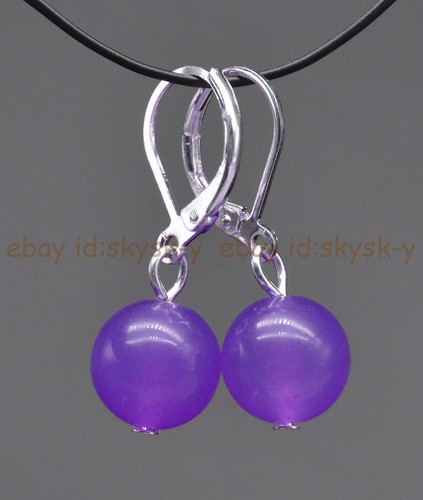 Multiple Gemstone 8/10/12mm Round Beads Dangle Leverback Earrings - Picture 7 of 24