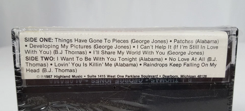 George Jones, Alabama, B.J. Thomas (1987, Highland Music) Cassette Tape, SEALED - Image 3 of 4