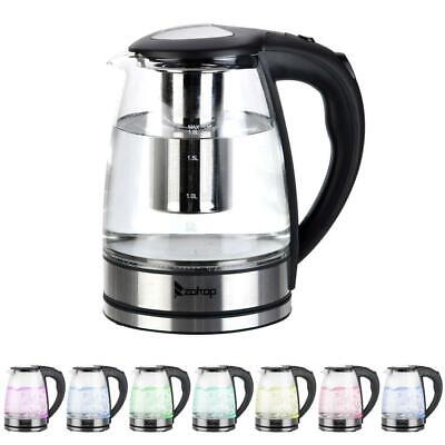 1.8L 1500W Electric Kettle Glass Tea Kettle Fast Boiling Auto Shut-off LED Light