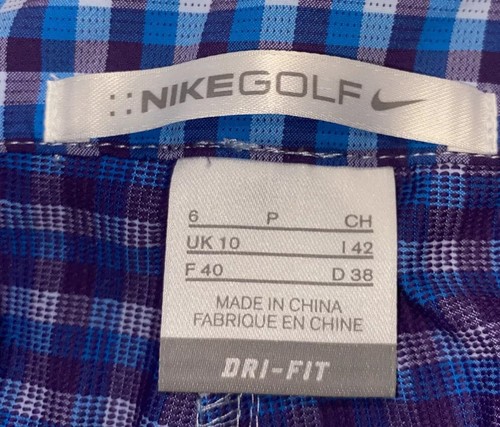 Nike Golf Fit Dry Women's 6 Blue Purple Plaid Golf Flat Front Shorts - Picture 3 of 6