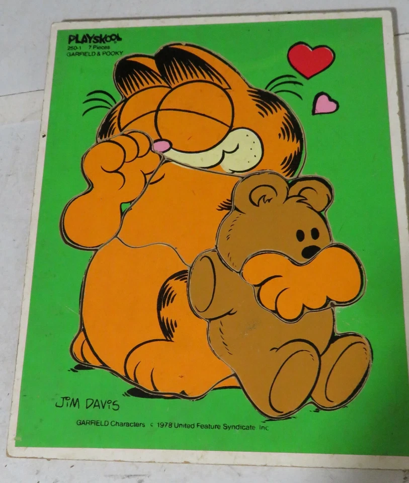 Rompecabezas bandeja madera Garfield & Pooky 1978 vintage 7 piezas Playskool completo usado Foto 3 de 4