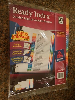 New In Package - Avery Ready Index 1 - 31 Preprinted Tabs Avery 11129