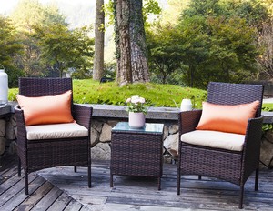 Ufi 3 Pcs Outdoor Patio Furniture Set Rattan Wicker Chairs Table Brown 728632224846 Ebay