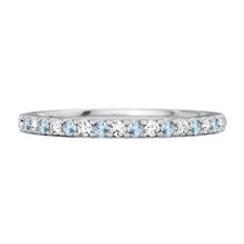1.50 MM Round Blue Topaz Half Eternity Band 925 Sterling Silver Stackable Ring