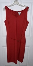 Ann Taylor LOFT Sleeveless Red Stretch Dress Womens Size 14 With Belt